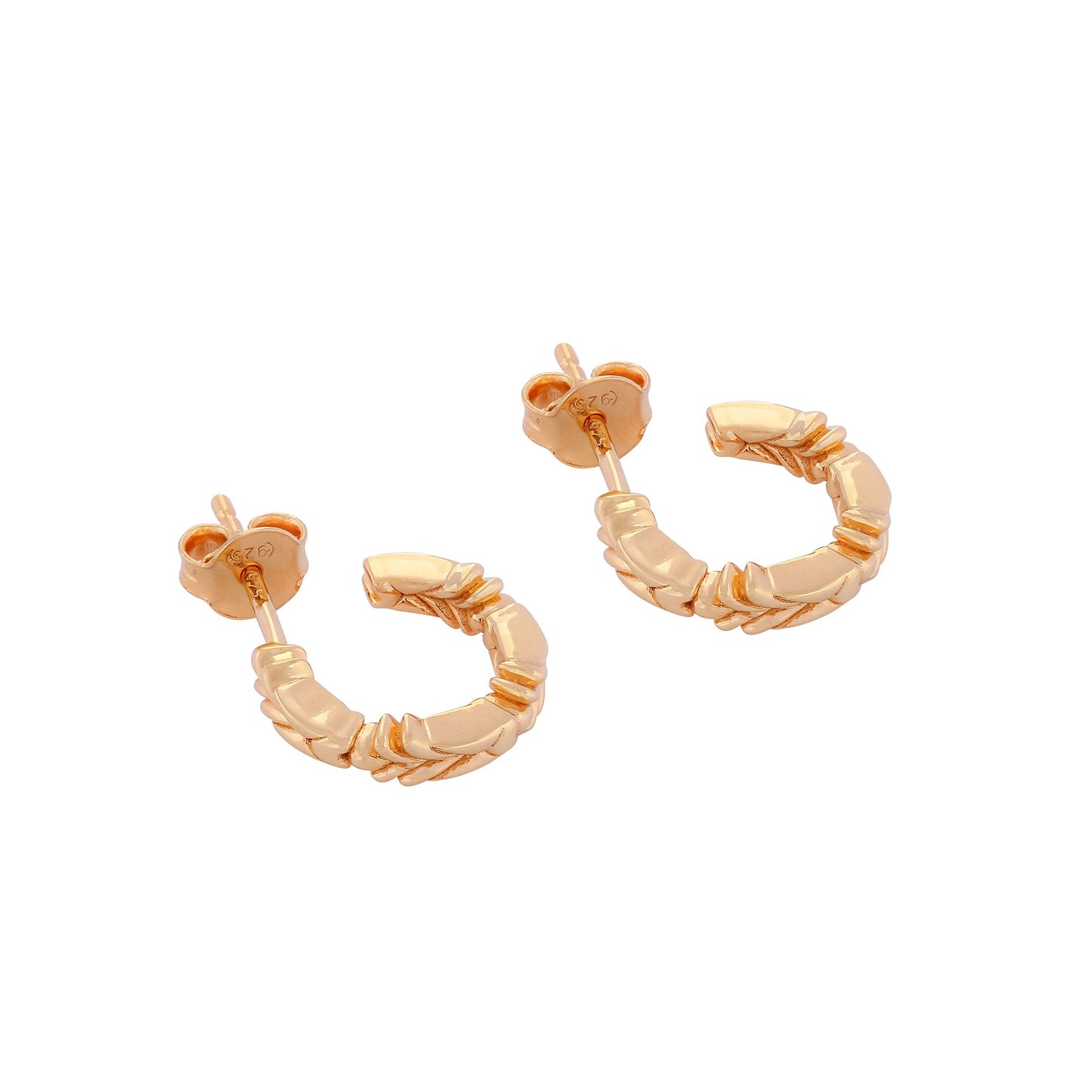 image of firework gold mini hoops side view lying flat on white background