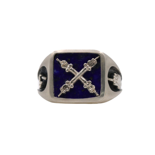 Introvert signet ring in lapis sterling silver