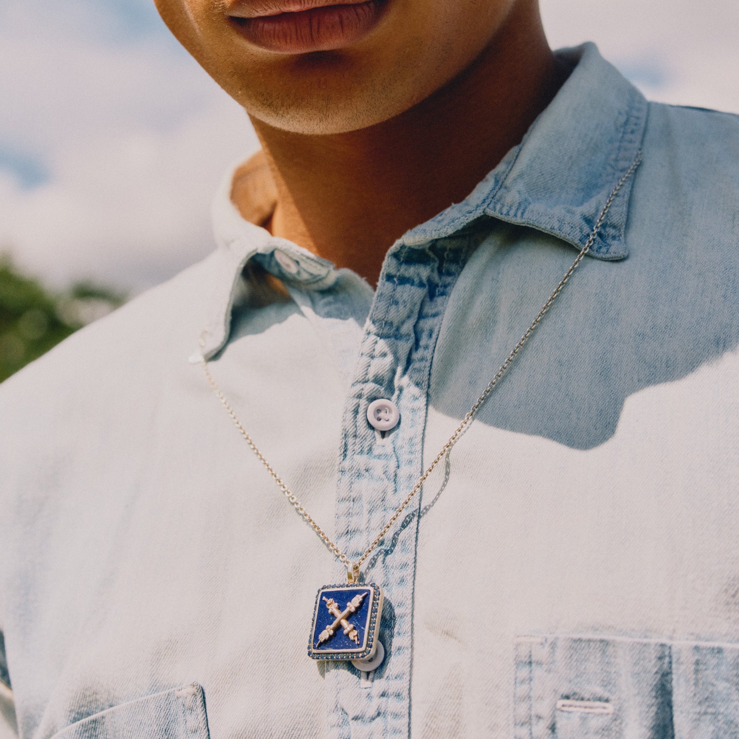 Introvert Crest Necklace Sapphire and Lapis