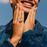'A Good Listener' Large Silver Heart Ring