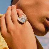 'A Good Listener' Large Silver Heart Ring