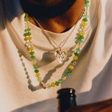 'Spud' Beaded Friendship Necklace - Green and Silver