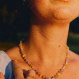 'Spud' Beaded Friendship Necklace - Pink and Gold
