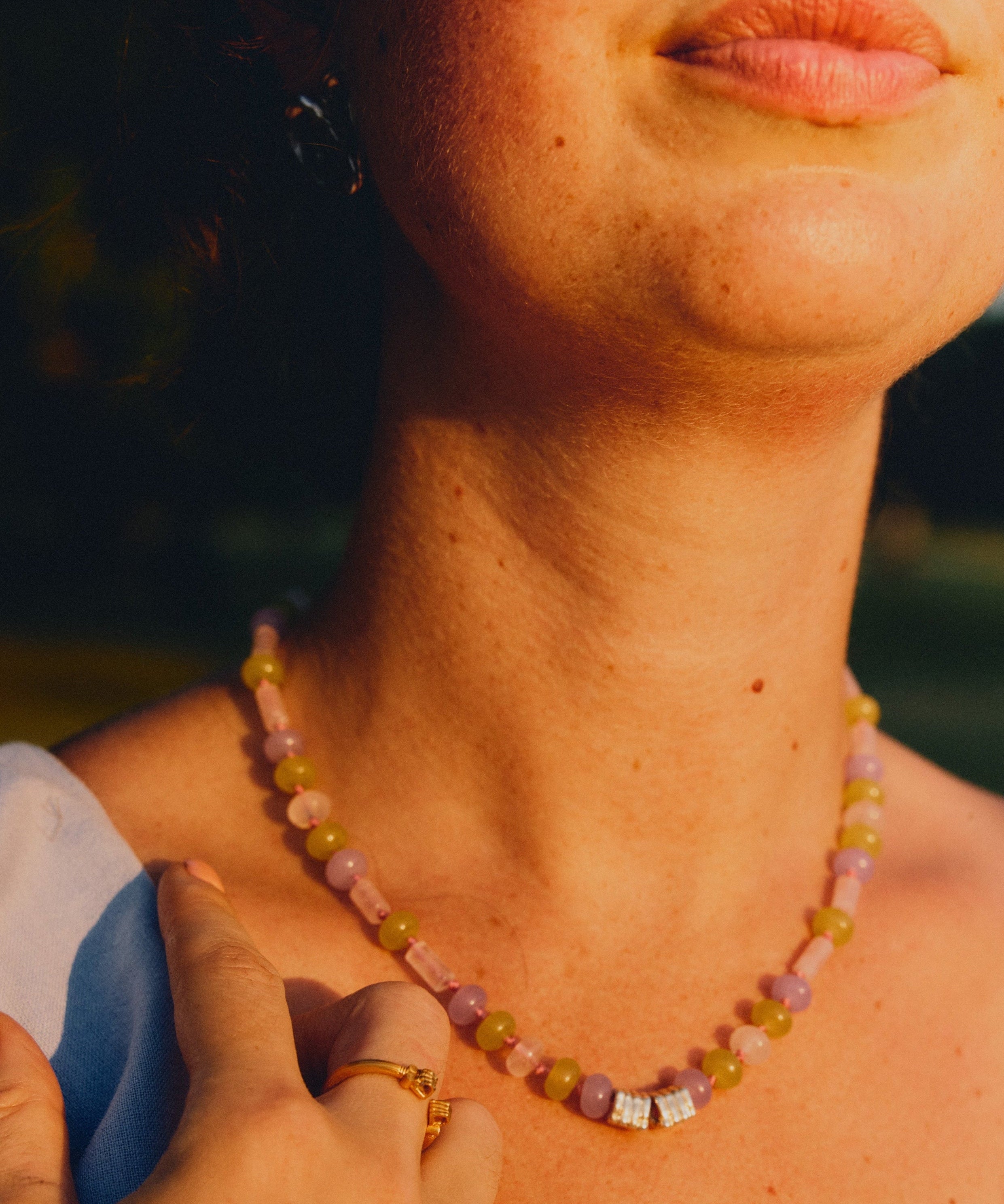 'Spud' Beaded Friendship Necklace - Pink and Gold