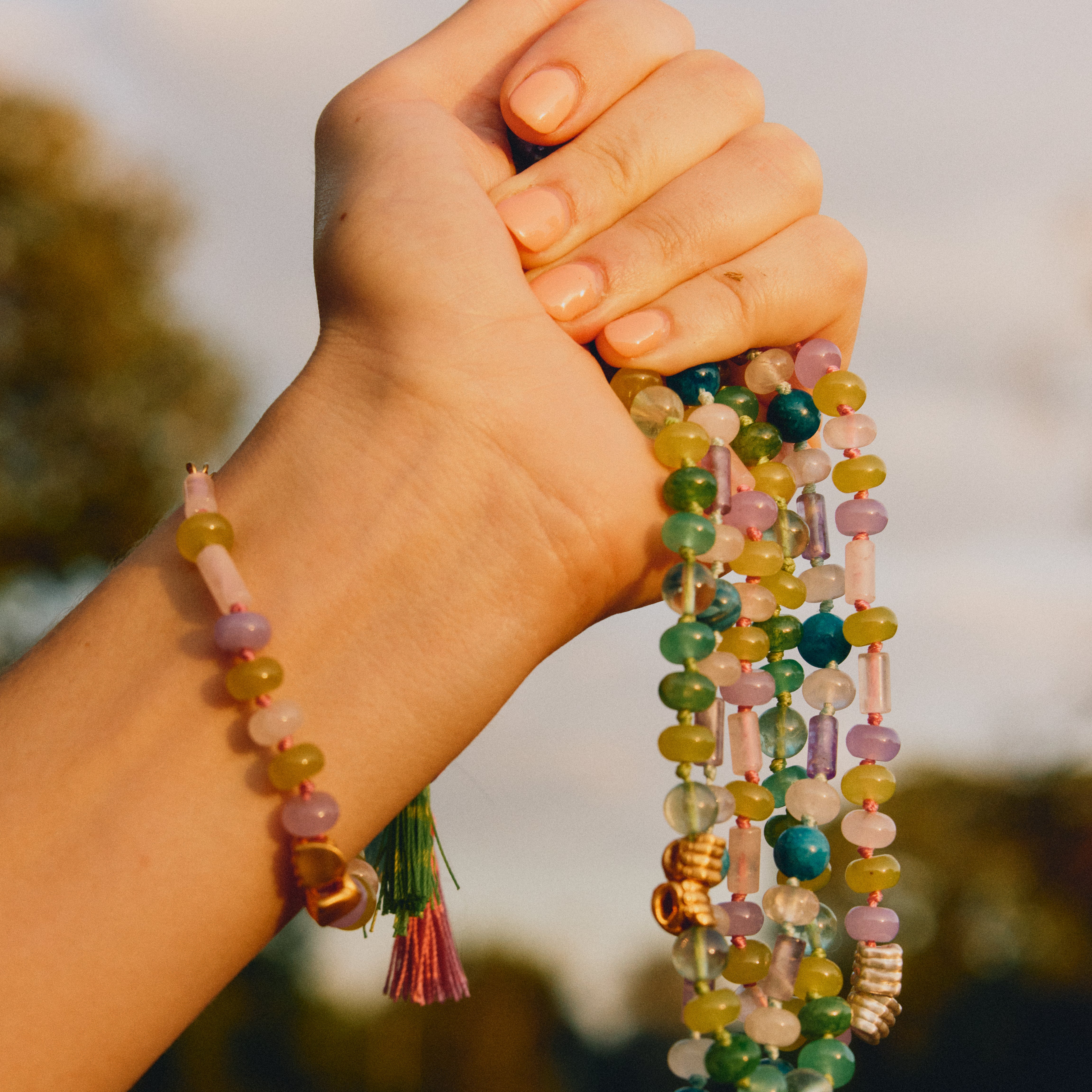 'Spud' Beaded Friendship Bracelet - Pink and Silver