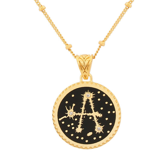 image of sparkler diamond initial necklace, letter A, close up of pendant on white background
