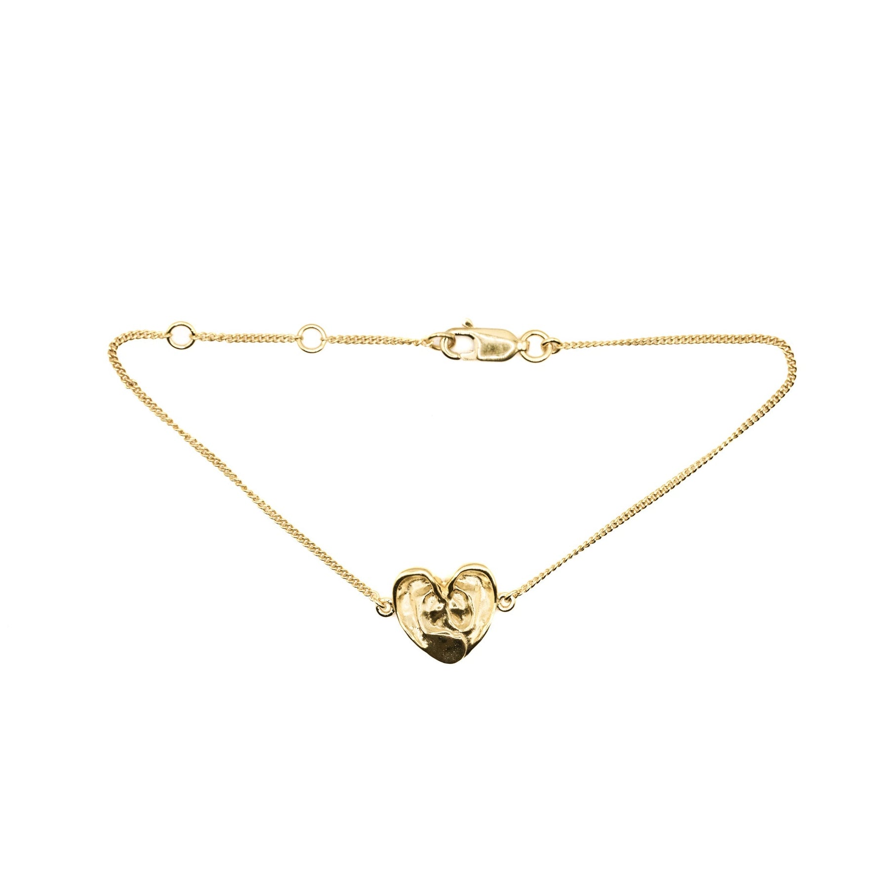 Gold chain bracelet with heart motif 