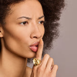 'A Good Listener' Large Gold Heart Ring