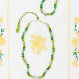 'Spud' Beaded Friendship Bracelet - Green and Silver