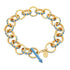 image of spark gold chain bracelet in blue and gold showing full bracelet in a circle flat on white background