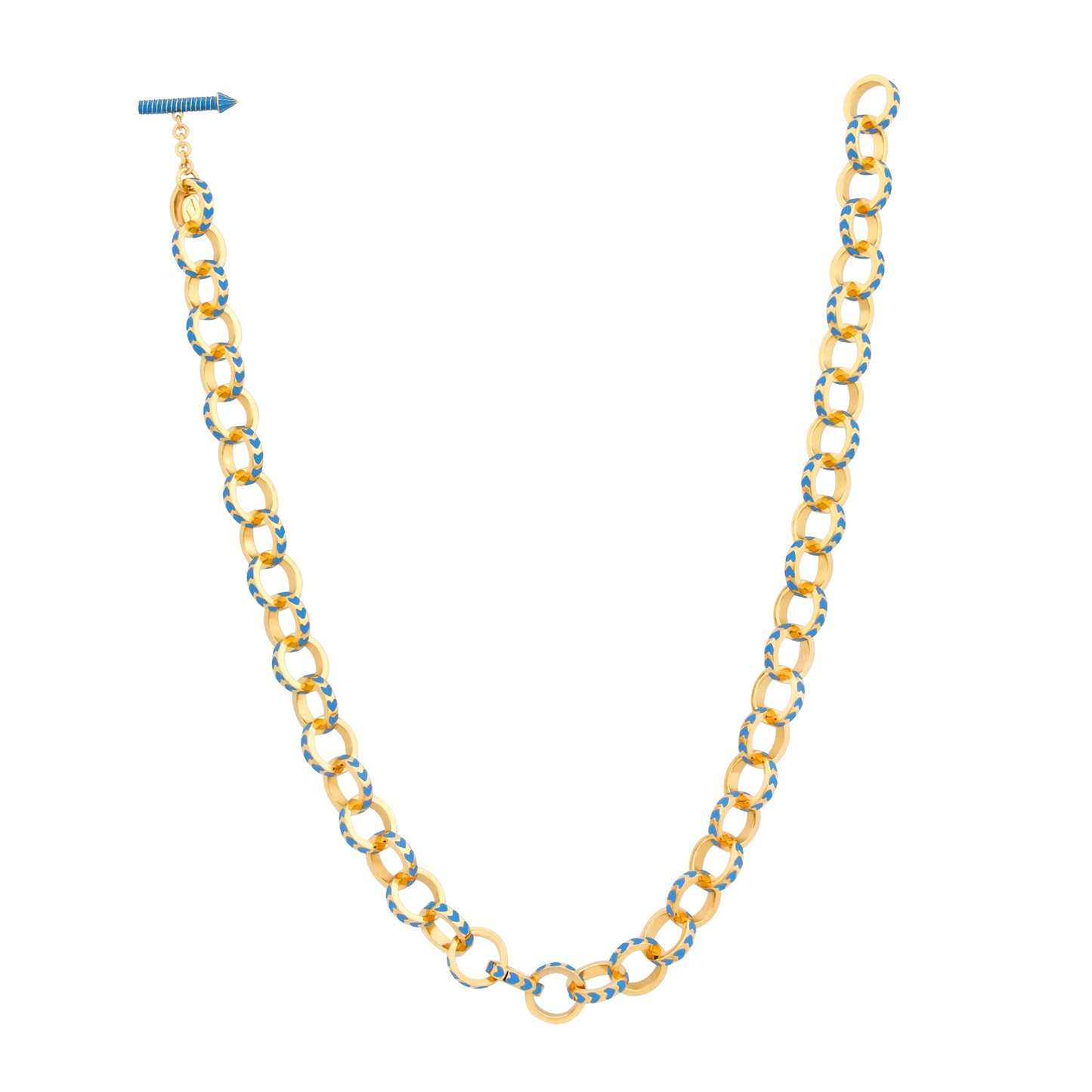 image of spark gold chain necklace shown full length on white background