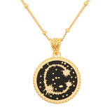 image of diamond initial necklace, letter C, with black enamel and diamonds, close up of pendant and bale on white background