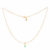 image of rocket enamel necklace, view showing full length of ball chain and pendant on white background