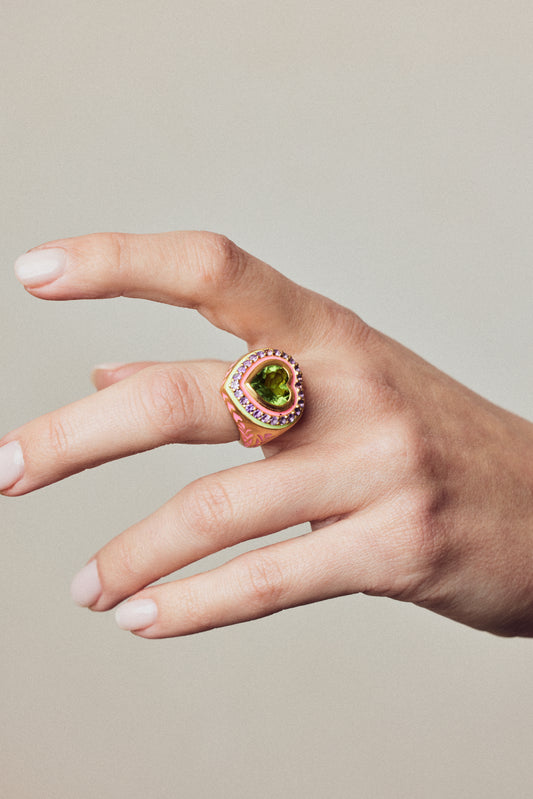 image of firework heart ring on hand with fingers outstretched
