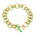 image of spark chain bracelet with green enamel in full circle lying flat on white background