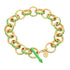 image of spark chain bracelet with green enamel in full circle lying flat on white background