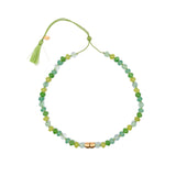 'Spud' Beaded Friendship Necklace - Green and Gold