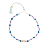 'Spud' Beaded Friendship Necklace - Blue and Gold