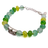 'Spud' Beaded Friendship Bracelet - Green and Silver