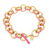 image of spark gold chain bracelet in pink and gold in full circle lying flat on white background