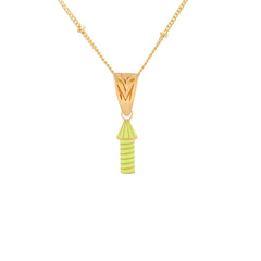 image of rocket enamel necklace in yellow close up on white background