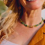 'Spud' Beaded Friendship Necklace - Green and Silver