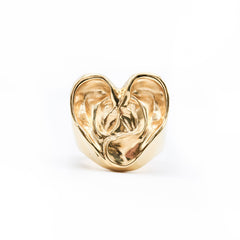 'A Good Listener' Large Gold Heart Ring