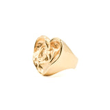'A Good Listener' Large Gold Heart Ring