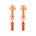 image of rocket enamel earrings in orange and gold on white background