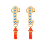 image of rocket enamel hoops in blue and orange and gold