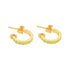 image of spark hoop enamel earrings in neon yellow and gold on white background