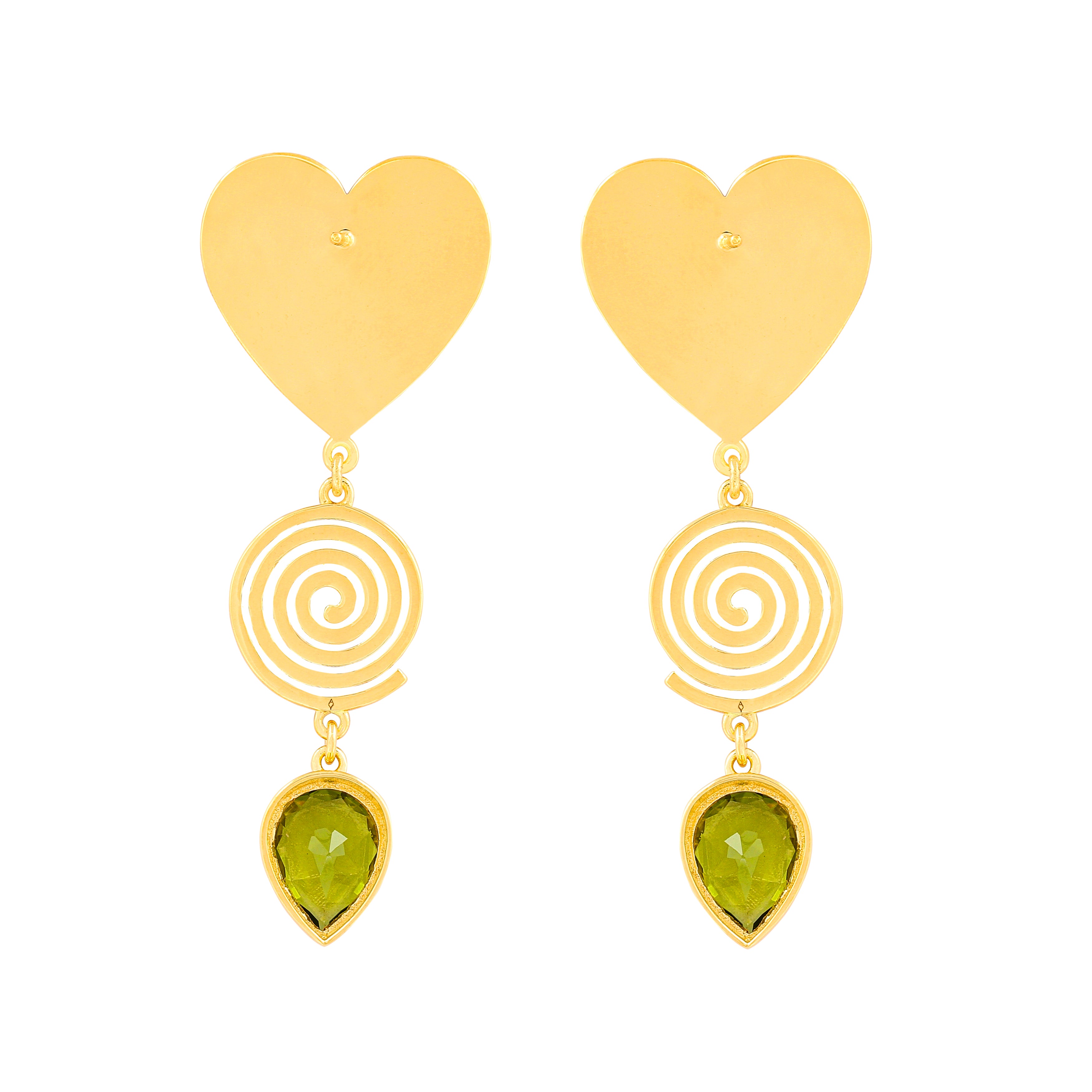 image of large firework heart earrings flat back-facing on white background