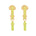 image of rocket enamel earrings in neon yellow and gold on white background
