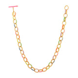 image of Firework Gold Chain Necklace with multi-coloured enamel full length chain on white background