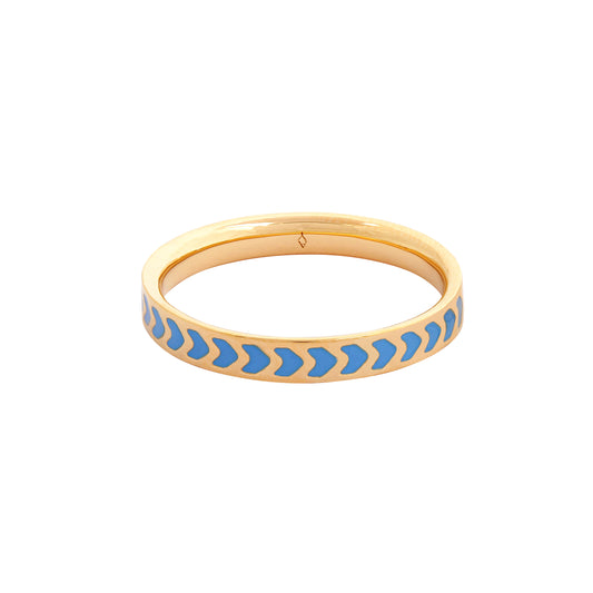 image of spark enamel ring in blue and gold on white background