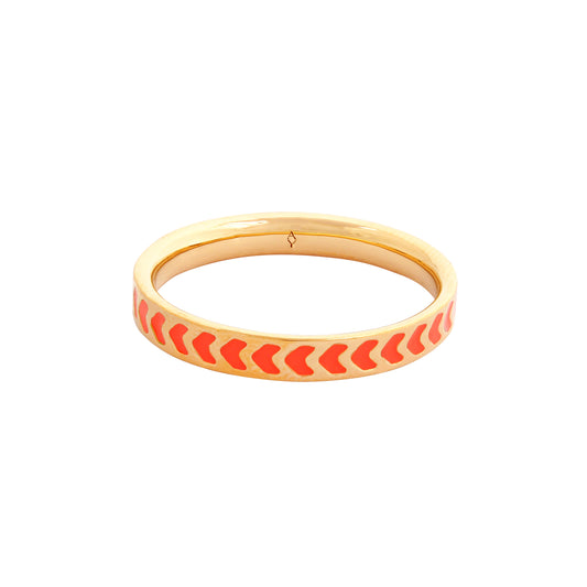image of spark enamel ring in orange and gold on white background