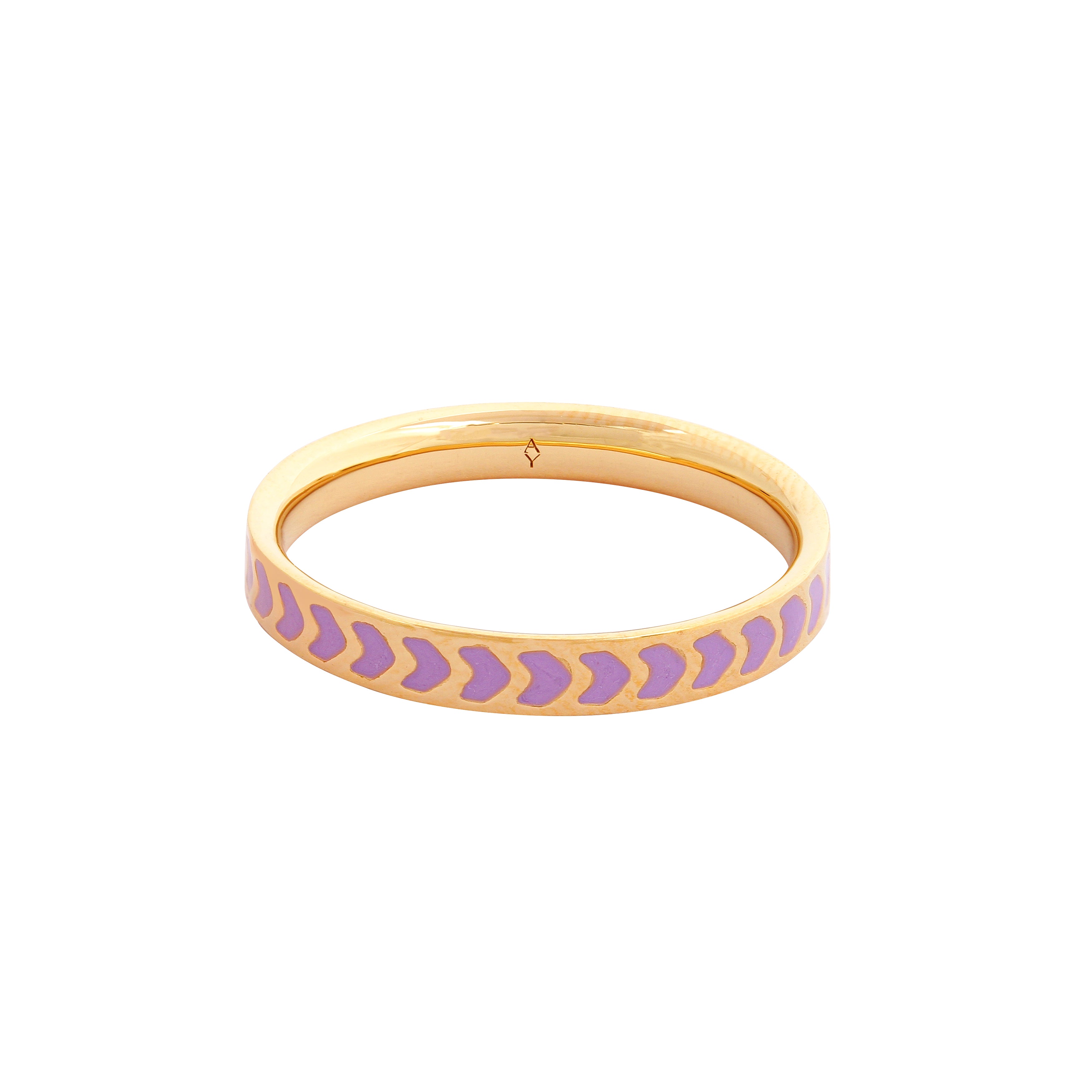 image of spark enamel ring in purple and gold on white background