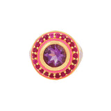 image of firework statement ring in pink, purple and gold front-facing on white background