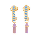 image of rocket enamel hoops in blue and purple and gold on white background