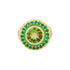 image of firework statment ring in greena and gold, face on, on a white background