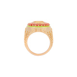 image of statement ring in orange view flat lying from above on white background 