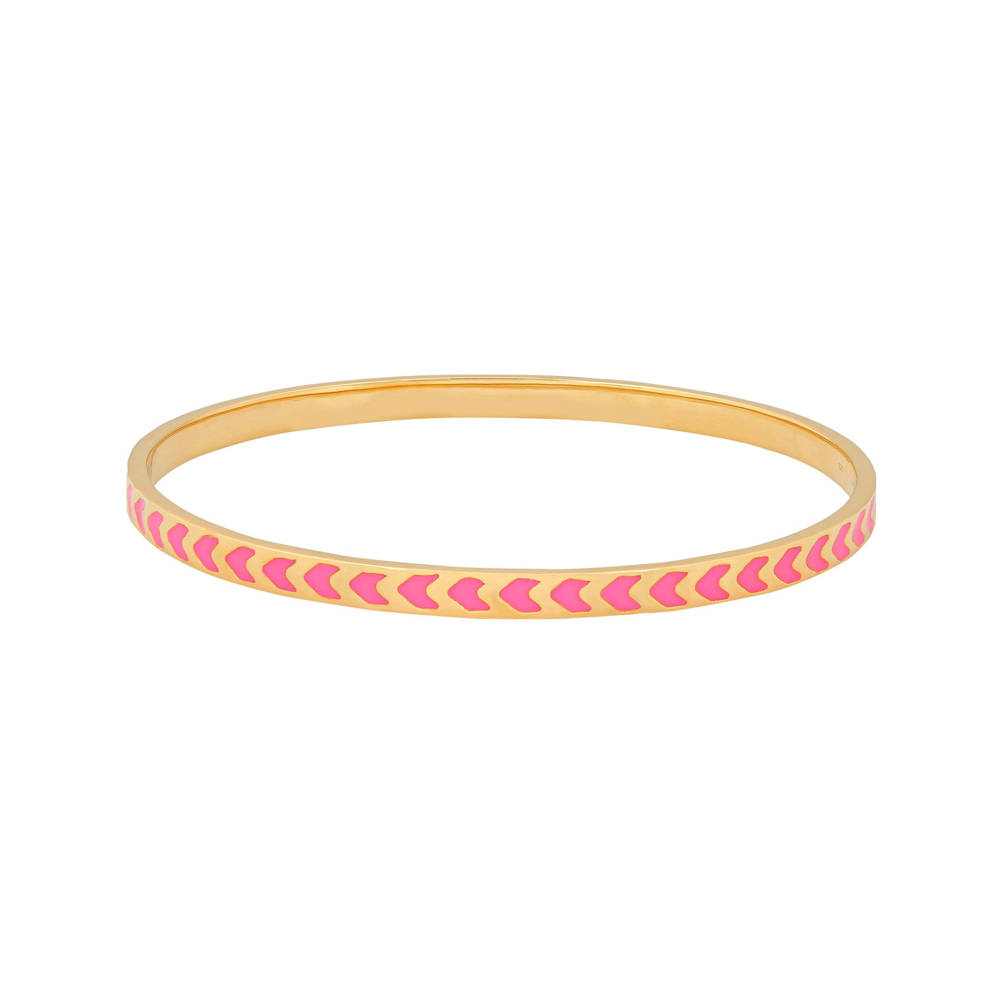 image of spark enamel bangle in pink and gold on white background