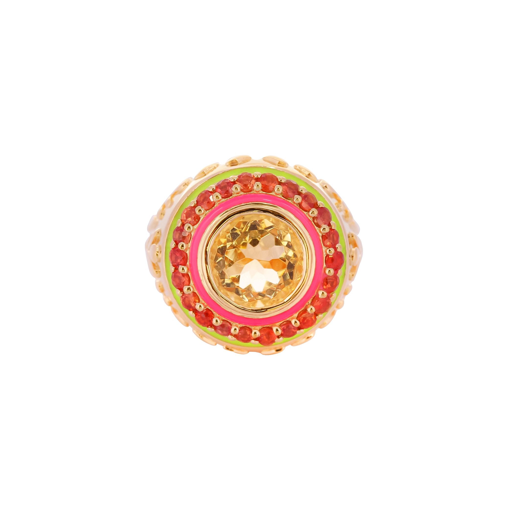 image of statement ring in orange front facing on white background