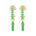 image of rocket enamel earrings in green and gold on white background