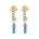 image of rocket enamel earrings in blue and gold on white background