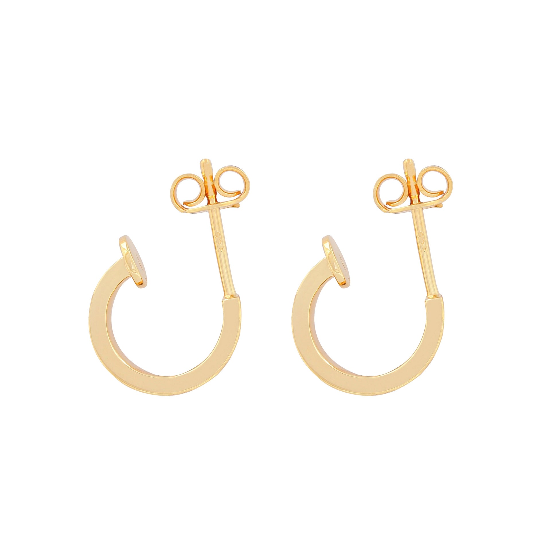 image of spark hoop enamel earrings showing side view flat on white background